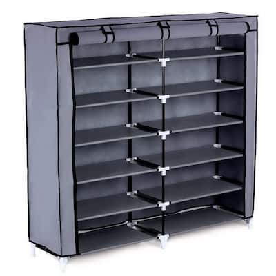 6 Tiers Portable Shoe Rack Closet Fabric Cover,Gray