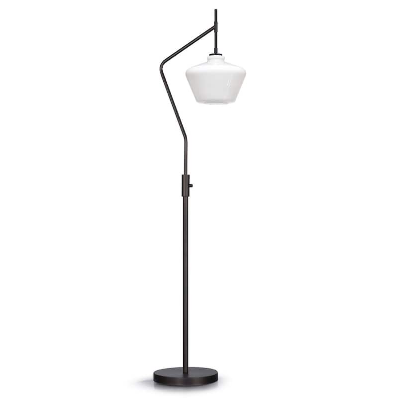 Café 69"H Glass Shade Floor Lamp - DarkBronze /WhiteGlassShade