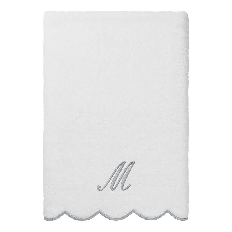 Authentic Hotel and Spa 100% Turkish Cotton Grey ADORNIA Scallop Personalized 3 Piece Towel Set - 3 Piece Set