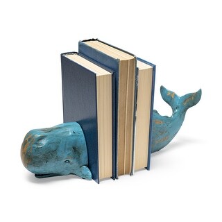 Rustic Aqua Blue Whale Shaped Bookends Rustic Aqua Blue Whale Shaped Bookends