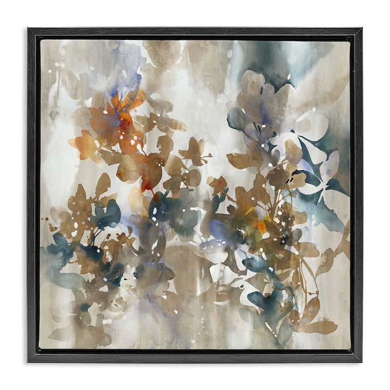 Stupell Solemn Neutral Botanicals Framed Floater Canvas Wall Art Design By K. Nari - 25 x 25 - Black