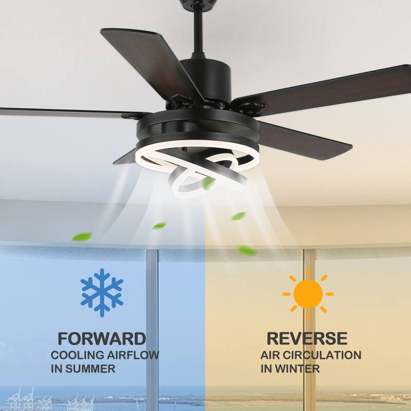 Oaks Aura 52in. DIY Shade Modern Reversible Ceiling Fan with Light, 6-Speed Silent Motor Ceiling Fan with Remote for Large Room