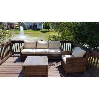 Bradenton Wicker Glass Top Sectional Outdoor Coffee Table