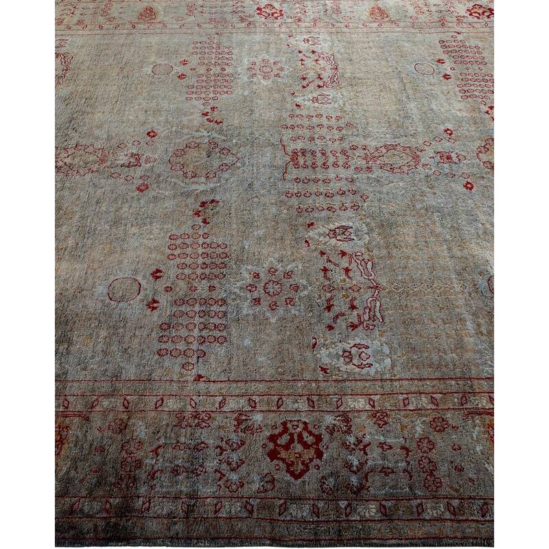 Overton Hand Knotted Wool Vintage Inspired Modern Contemporary Overdyed Gray Area Rug - 5' 10" x 7' 3"