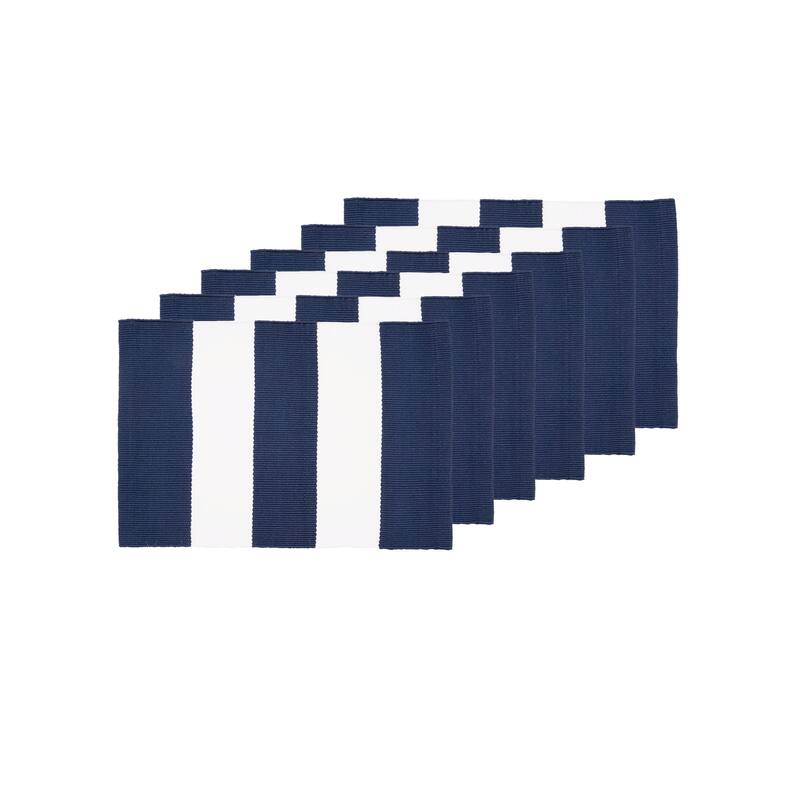 Cabana Stripes Placemats Sets of 6 Collection - White