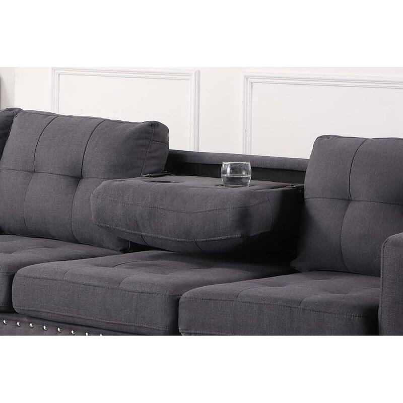 Lucius Linen Sectional with Storage Ottoman