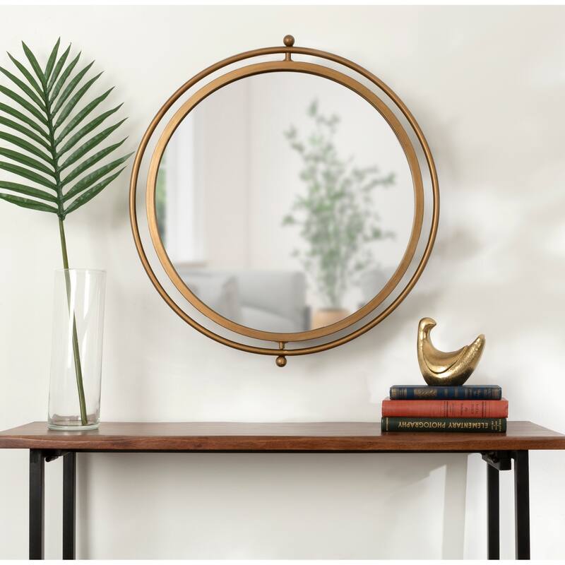 Kate and Laurel Baron Rustic Pivot Mirror, 21" Diameter, Raw Iron