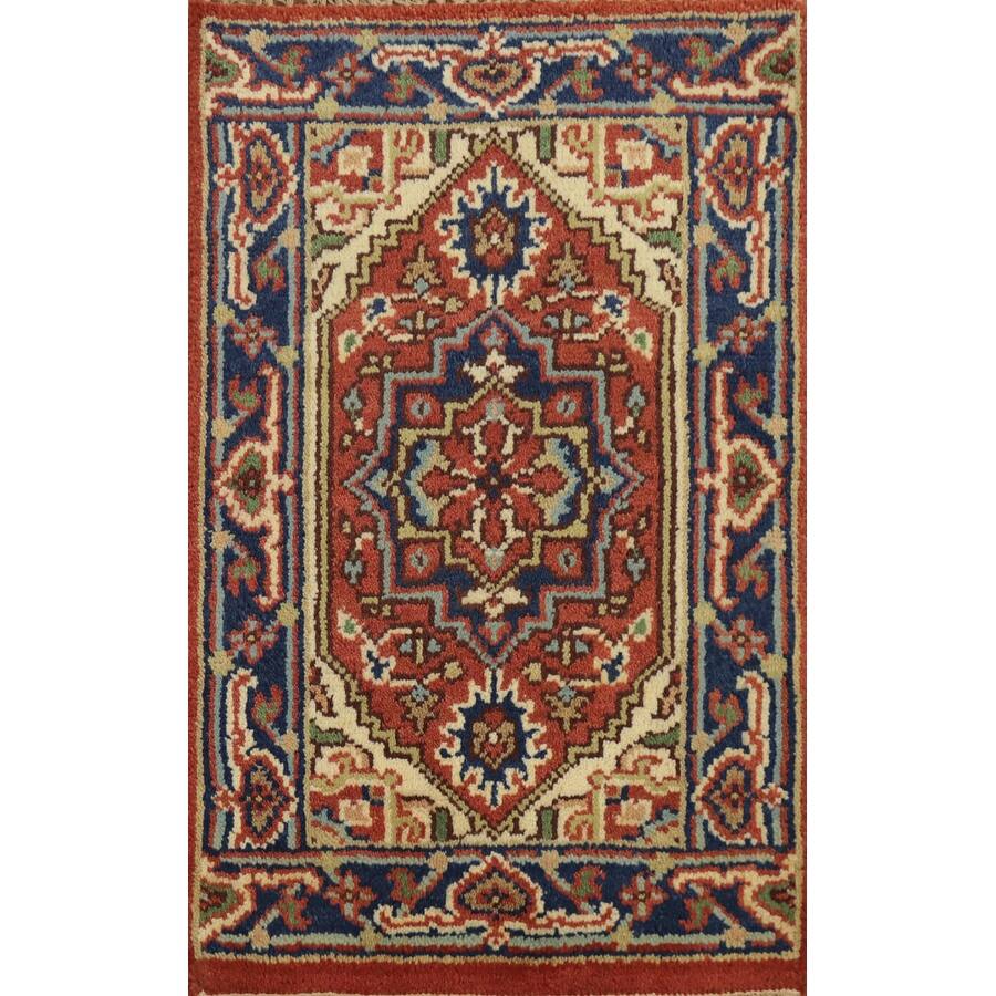 Hand Knotted Oriental 100% Wool Carpet Traditional Medallion Oranges & Rust Heriz (serapi) Area Rug - 3' 0'' X 2' 0''
