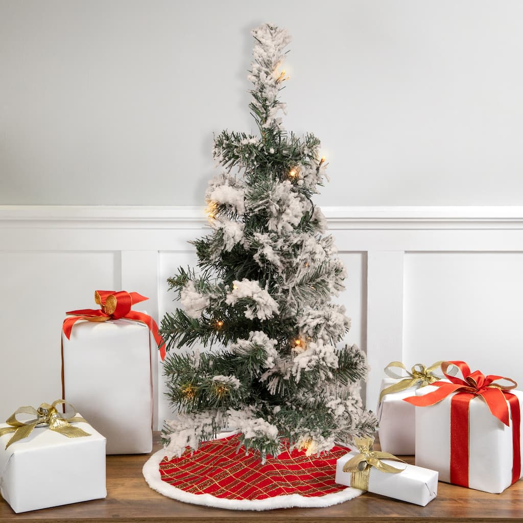 2' Medium Flocked Bristol Pine Artificial Christmas Tree Clear Lights - 2 Foot