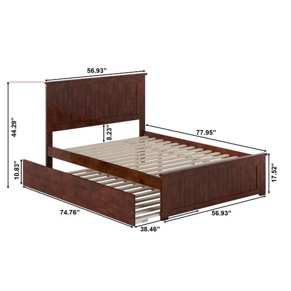 dimension image slide 0 of 5, Nantucket Solid Wood Platform Bed with Matching Footboard & Twin Trundle