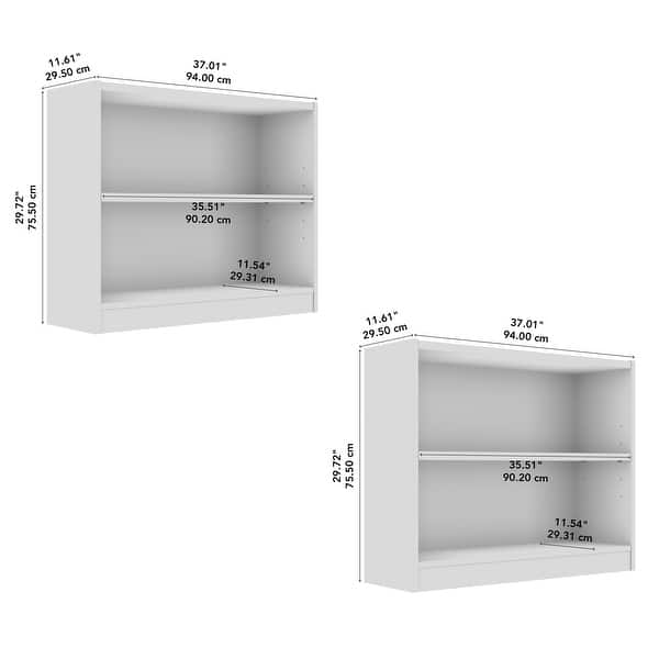 dimension image slide 4 of 6, Universal Small 2 Shelf Bookcase Storage - Set of 2 by Bush Furniture.