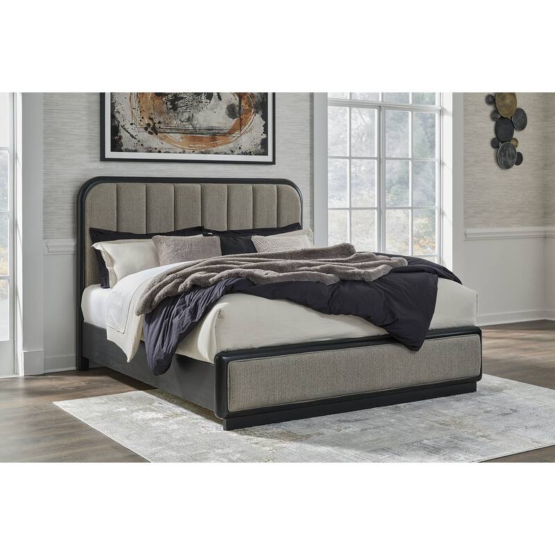 Signature Design by Ashley Rowanbeck Gray/Black Upholstered Panel Bed - California King
