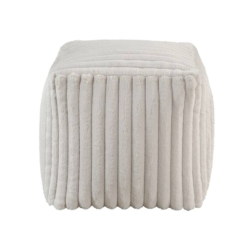Modern Ottoman, Off White Ribbed Corduroy Zipper Cover, 16 Inch Square