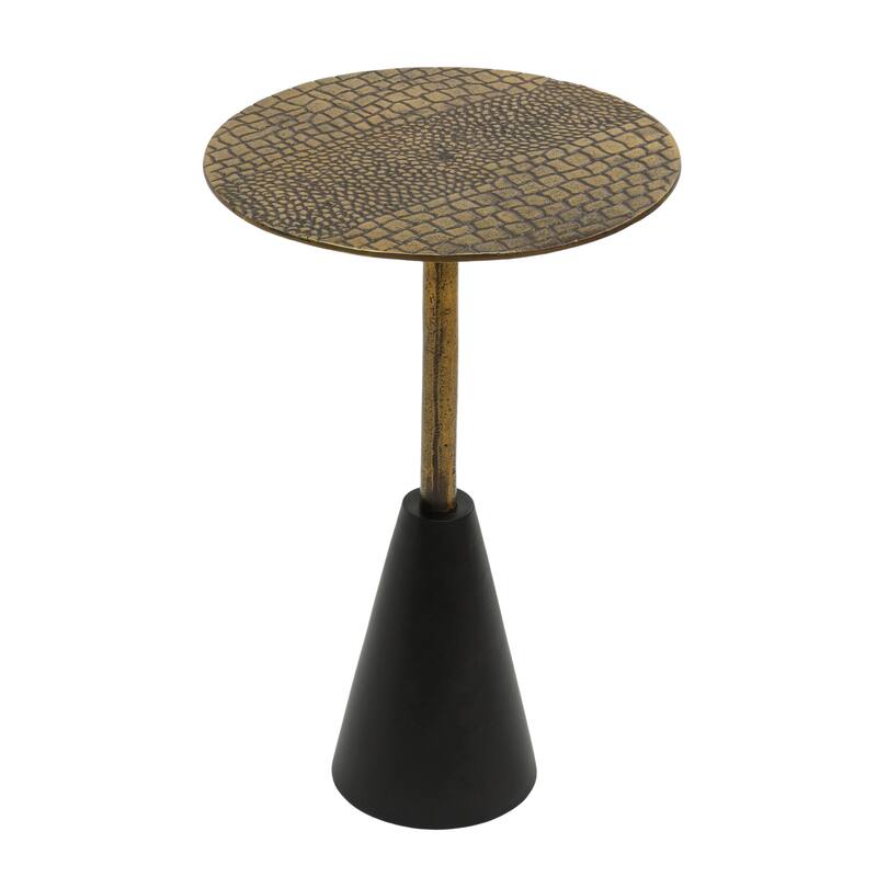 Zavra Side End Drink Table Aluminum Cast Craftmanship Antique Brass with Crocodile Pattern