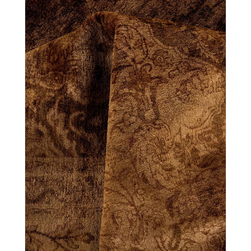 Overton Hand Knotted Wool Vintage Inspired Modern Contemporary Overdyed Brown Area Rug - 8' 1" x 10' 2"
