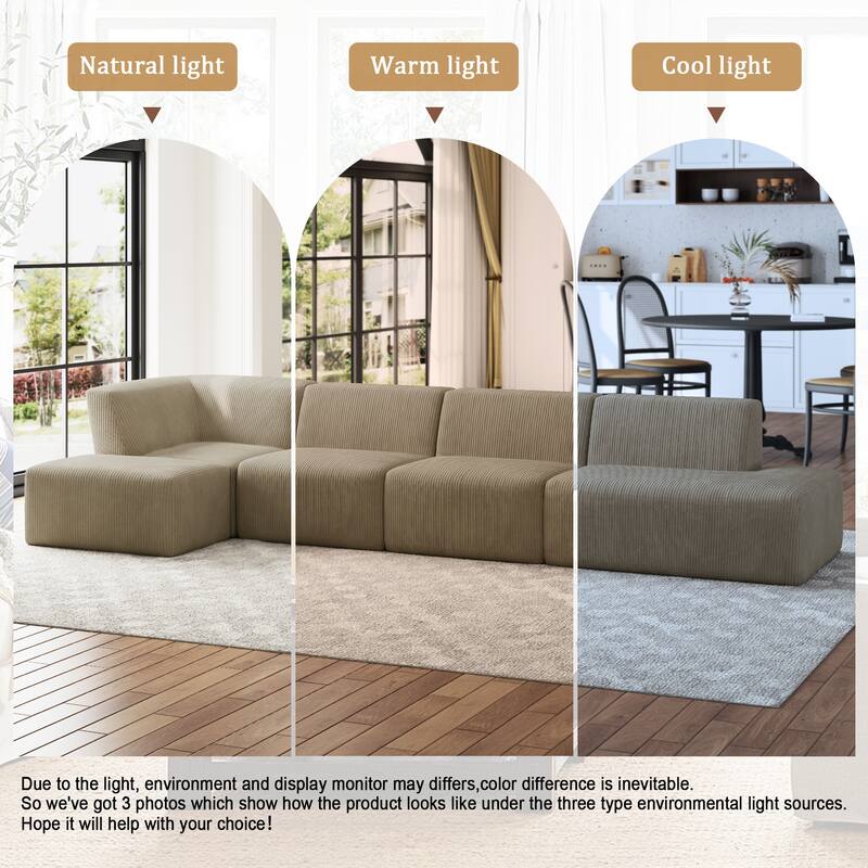 Oversized Corduroy Modular Sectional Fabric Sofa