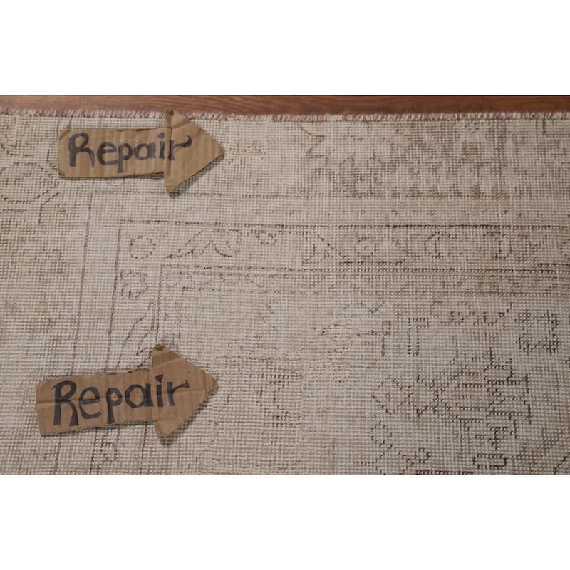 Tabriz Persian Vintage Rug Handmade Beige Wool Carpet - 6'9" x 10'0"