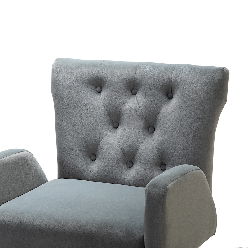 Loreto Modern Tufted Velvet Swivel chair with Adjustable Height Set of 2 by HULALA HOME