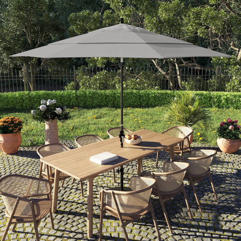 California Umbrella 11' Rd. Alum/Fiberglass Rib Patio Umb,Crank Lift/Collar Tilt, Dbl Wind Vent, Black Finish, Sunbrella Fabric - Granite