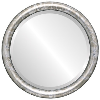 Pasadena Framed Round Mirror in Champagne Silver - Antique Silver