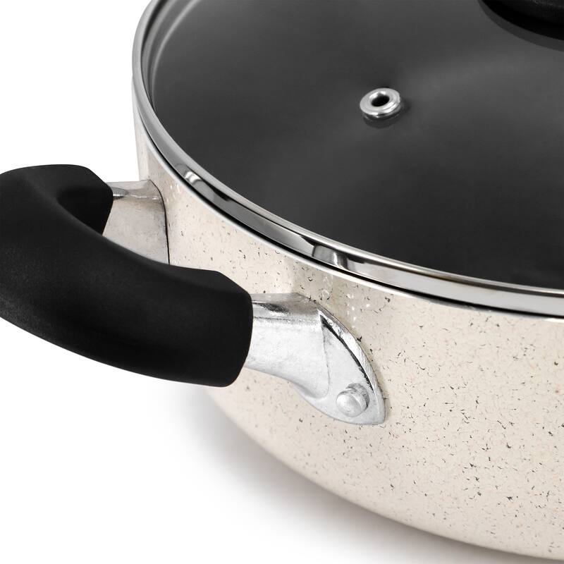 Oster Clairborne 3.6 Quart Nonstick Aluminum Caldero with Lid in Linen