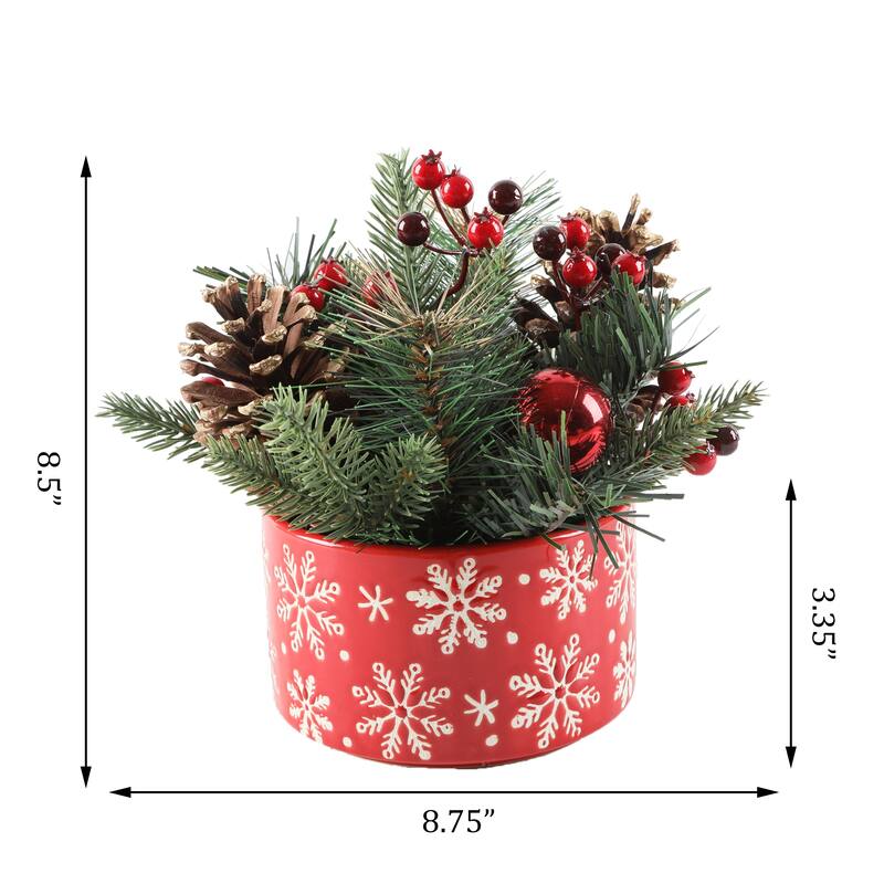Xmas Mix in 5" Red Snowfrakes Ceramic