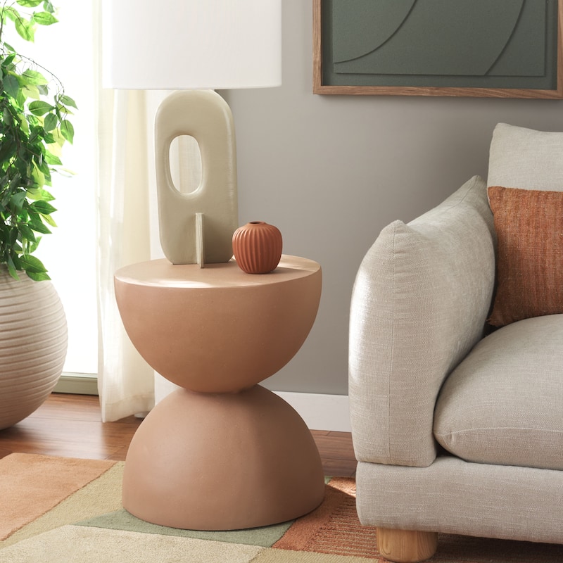 SAFAVIEH Austyn Hourglass Accent Table (Fully Assembled) - 17"W x 17"D x 19"H - Terracotta