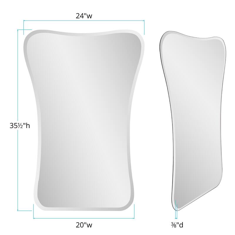 Allan Andrews Flared Frameless Mirror - 24"w x 35.1/2"h x 3/8"d - 24"w x 35.1/2"h x 3/8"d