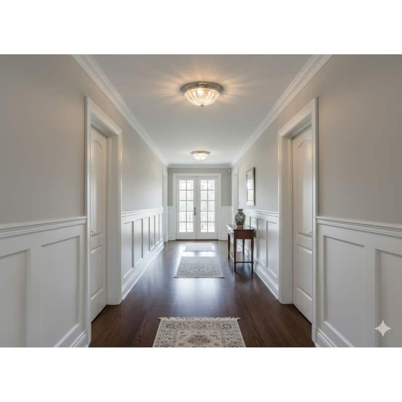 4 Light Chrome Steel Flush Mount with Clear Glass Shade