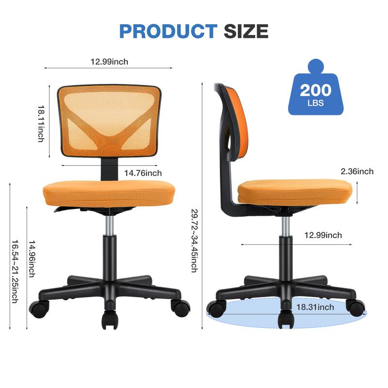 Compact Low Back Swivel Task Chair with Adjustable Height & Wheels