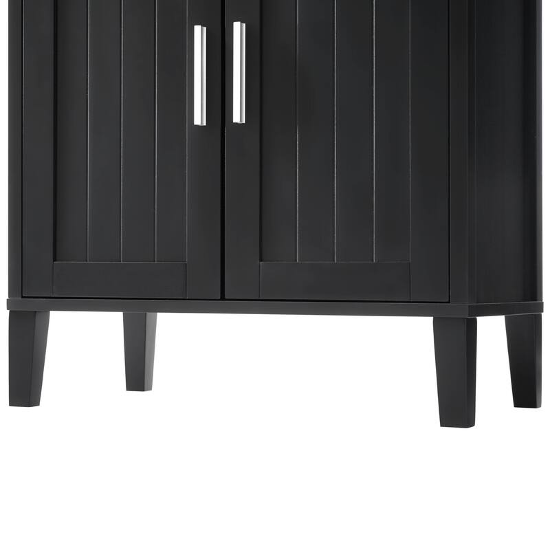 Modern Tall Freestanding Bathroom Cabinet with 1 Drawer, 2 Cabinets, 4 Doors and Open Storage Space, for Bathroom, White