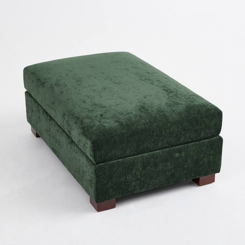 41" W Modern Rectangle Chenille Ottoman