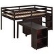 preview thumbnail 1 of 13, Simple Style Full Size Wood Loft Bed with Portable Desk,Cabinet and Shelves for Storage Espresso