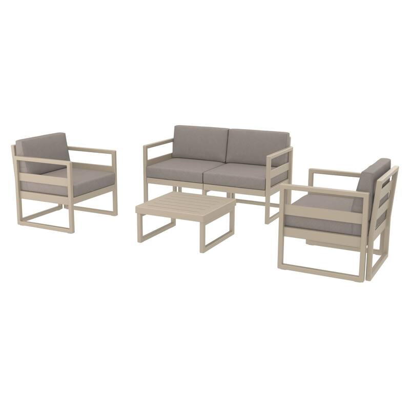 4 Piece Taupe Outdoor Patio Lounge Set with Sunbrella Cushion 54.5"