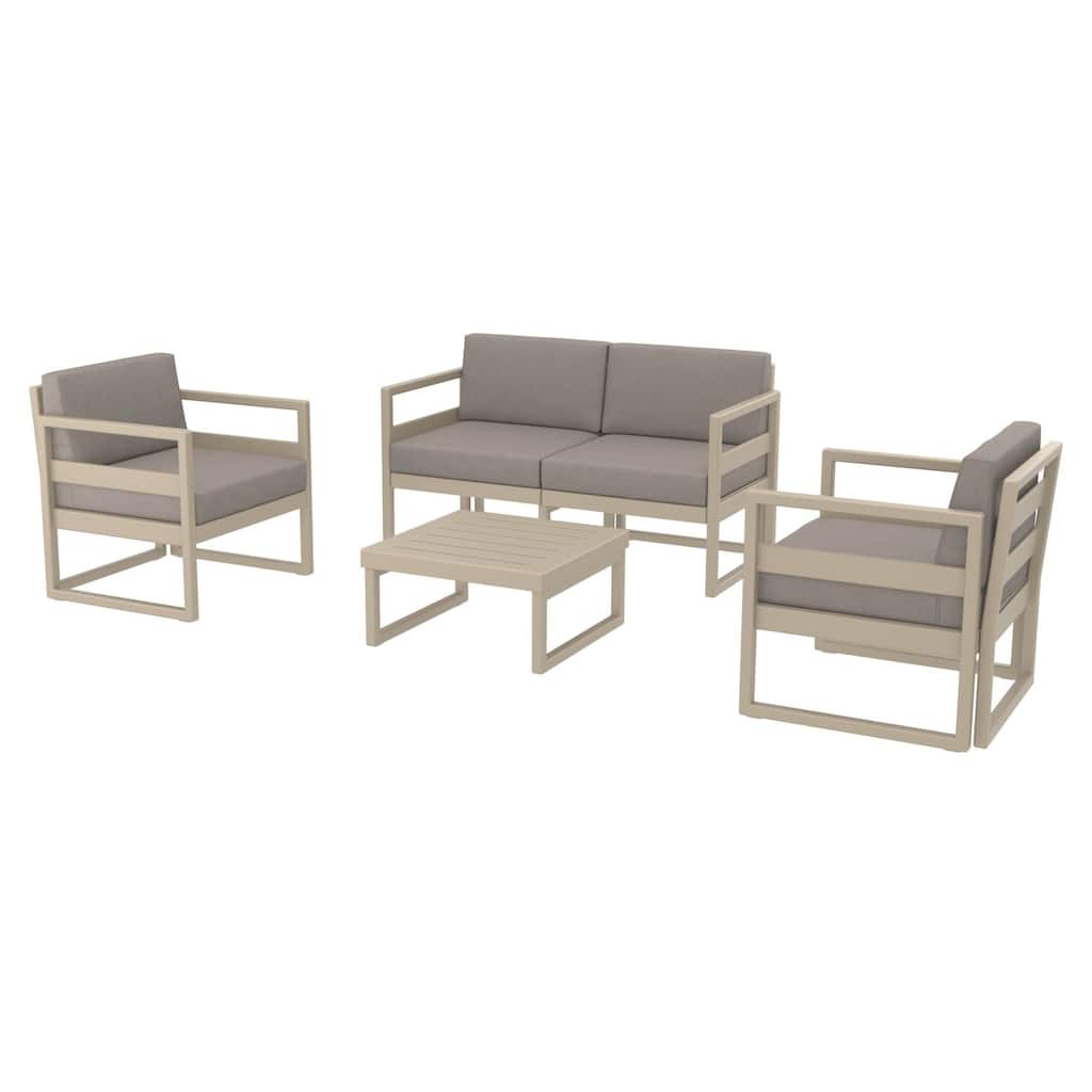 4 Piece Taupe Outdoor Patio Lounge Set with Sunbrella Cushion 54.5"