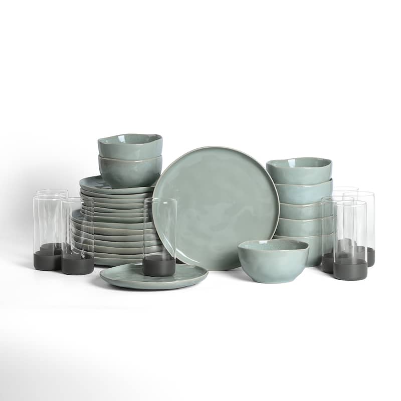 Stone Lain Mirella Stoneware, Borosilicate Glass Dinnerware Set