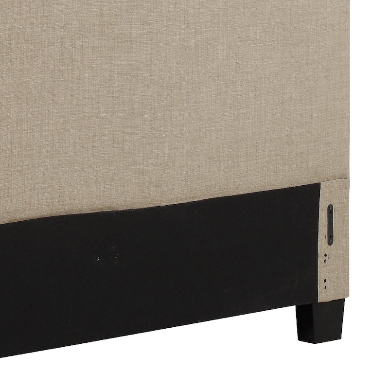 Elle Queen Size Upholstered Headboard, Panel Design, Beige