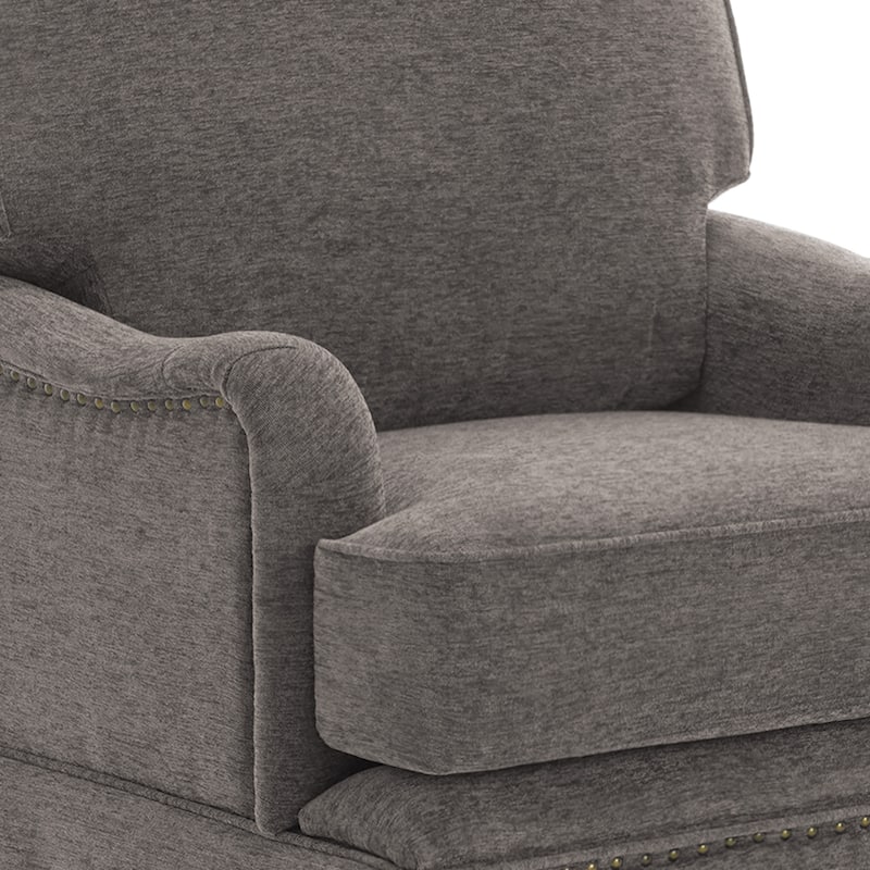 Modern Chenille Swivel Armchair Storage Ottoman