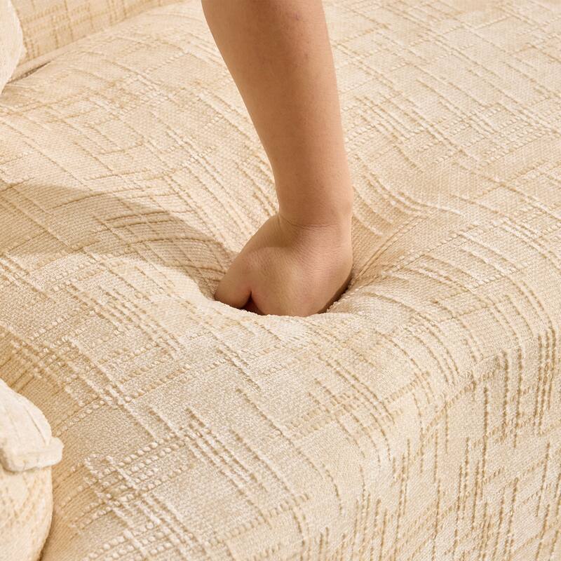 Curved 2 person compress sofa. It has armrests on both sides, comes with two pillows,is suitable for small - sized apartments