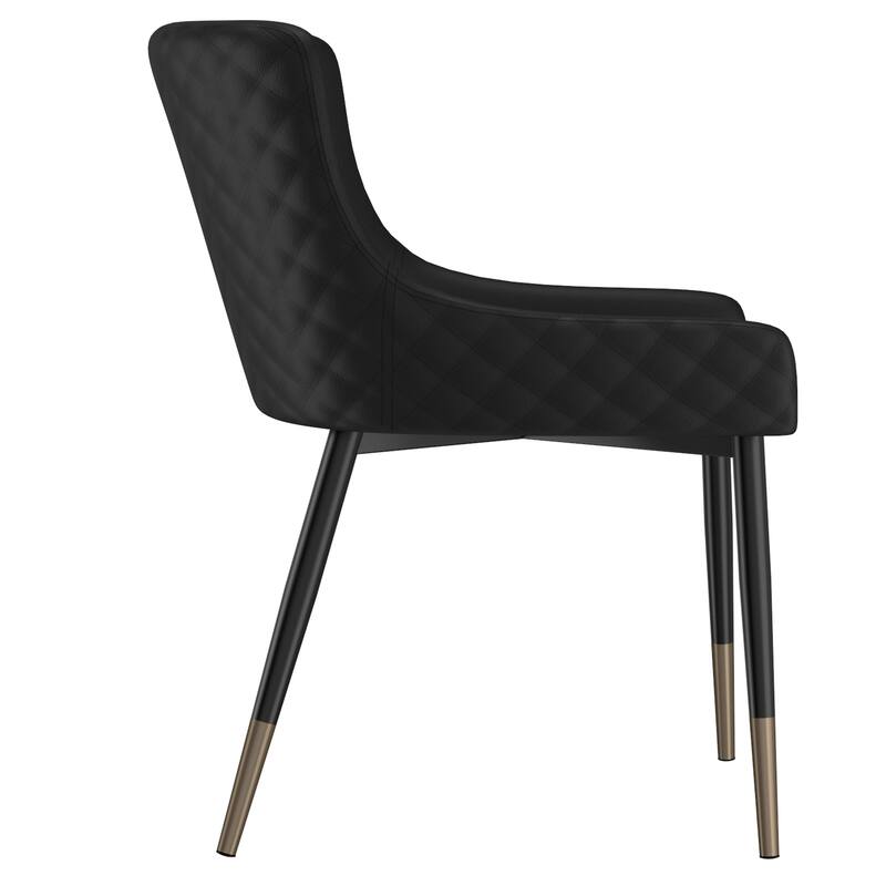 Modern Faux Leather and Metal Dining Chair, Set of 4 - Black