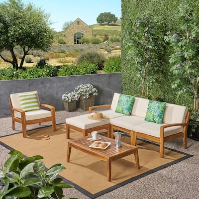 Grenada Outdoor 4-seat Acacia Sectional Sofa Set by Christopher Knight Home