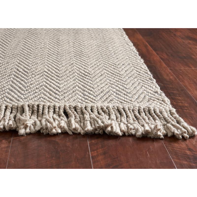 Domani Oahu Casual Oatmeal Hand-woven Wool Area Rug