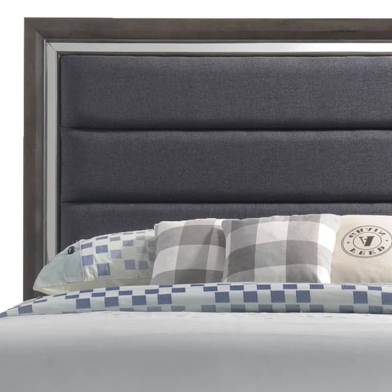 Bonta Grey Upholstered Headboard Panel Bed