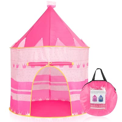 41"Portable Play Tent Children Kids Castle Cubby Play House Pink