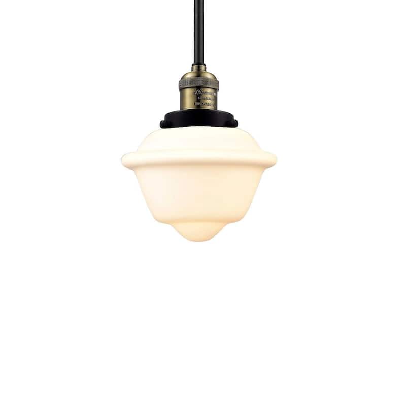 Innovations Lighting Small Oxford Single Light 8" Wide Mini Pendant - Black / Antique Brass / Clear