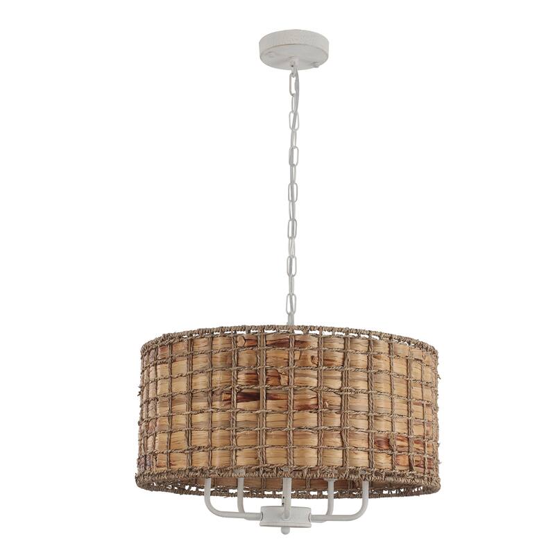 5-Light Candlestick Circle Hanging Farmhouse Chandelier Linear Island Chandelier Lighting for Dining Room