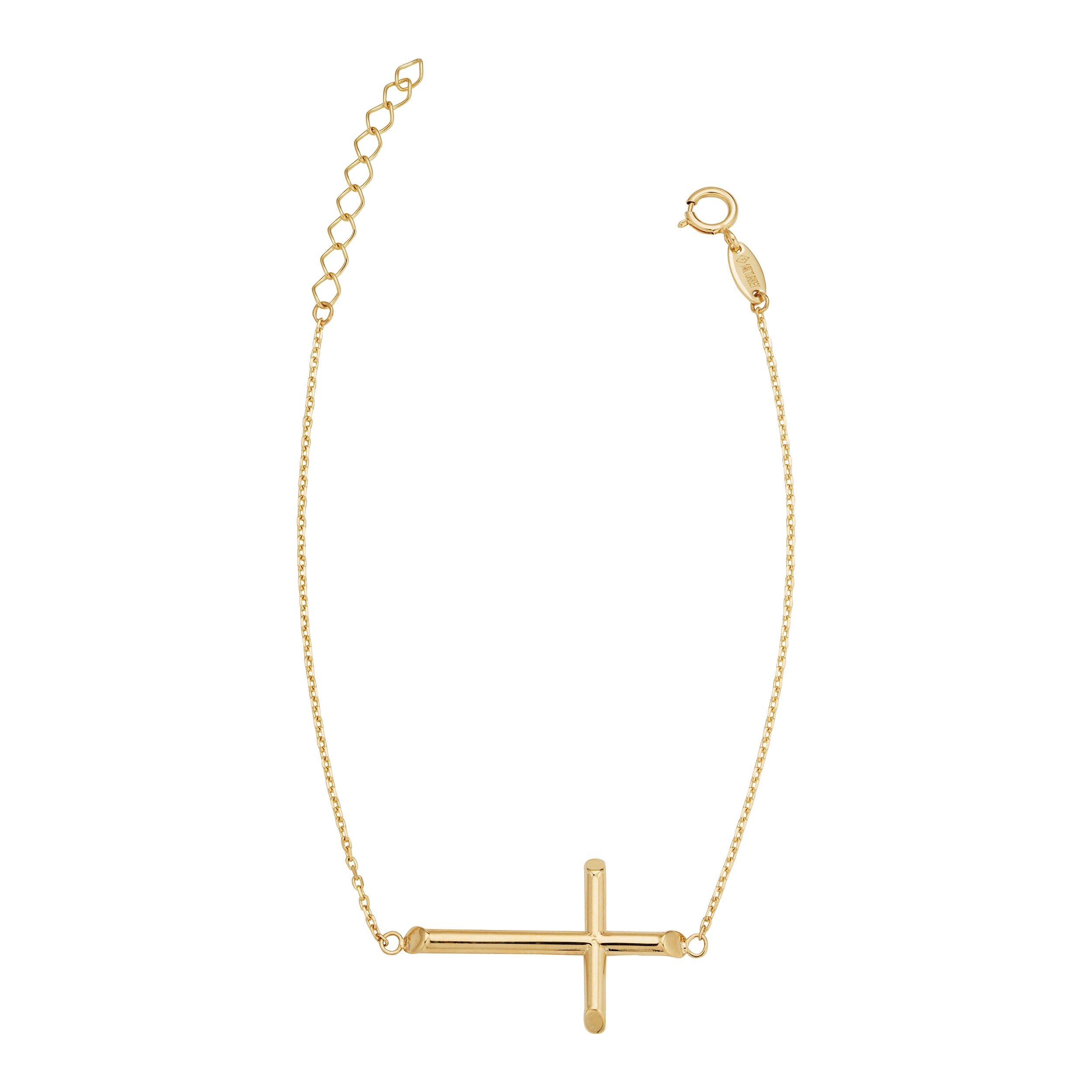 Au Naturale 10k Yellow Gold Cross Inline Adjustable Bracelet