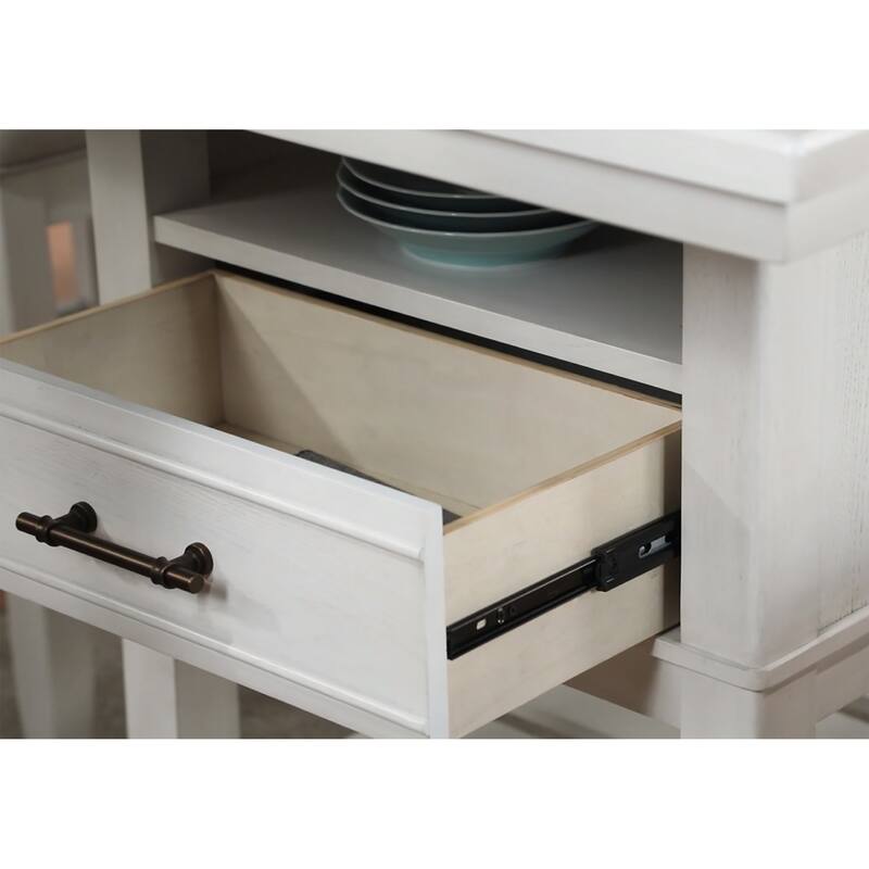 1pc Counter Height Table with Storage Drawers Wine Rack Open Shelf White Finish Dining Room Wooden Furniture