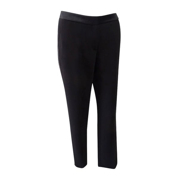 black pants with satin stripe