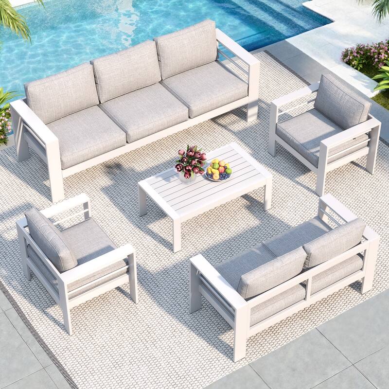 Royalcraft 5-Piece Outdoor Conversation Set with Cushions - White